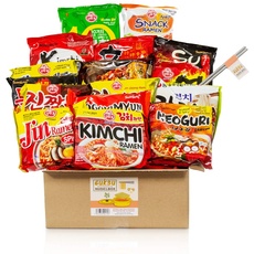 Guksu-Box mit koreanischen Ramen - 16 verschiedene Sorten, ausgewählter Mix aus vielseitigen Geschmacksrichtungen - Korea Buldak Instant-Nudeln Geschenkbox