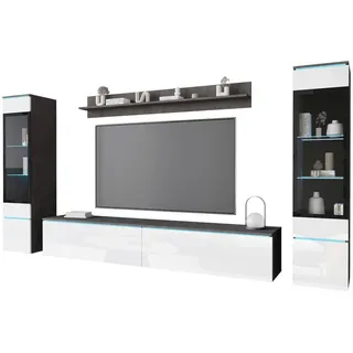 veneti Wohnwand Vera 4-tlg. ca. 240x130 cm Anthrazit/Weiß