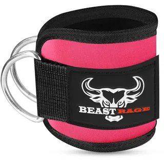 Fußschlaufen mit verstellbarem, Neopren-gepolstertem Kabelzug, Doppel-D-Ring, Fitnessgurte für Gewichtheben, Gesäßtraining, Beinstrecker,Curls,Hüftabduktorenübungen für Männer und Frauen. (PINK 1 PC)