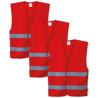 Portwest Iona Weste, Größe: L/XL, Farbe: Rot, F474RERL/XL (Packung mit 3)