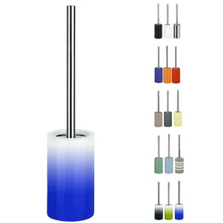 Spirella Tube Bürste Toilettenbürste Klobürste WC Garnitur aus Porzellan, Edelstahl, Blau/Weiß