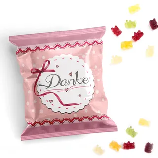 Logbuch-Verlag 10 kleine Gastgeschenke Fruchtgummi Tütchen rosa pink Danke Tischdeko Taufe Kommunion Mädchen