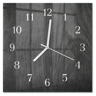 Tulup Glasuhr Wanduhr Küchenuhr Echt-Glas 30x30 cm Modern Dekorativ Geräuschlos Weiße Zeiger - Holz - Schwarz
