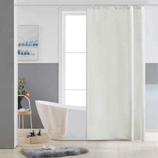 Furlinic Duschvorhang Antischimmel Waschbar Bad Vorhang Textil aus Polyester Stoff Wasserdischt für Eck Badewanne Beige Kleine 85x180 mit 6 Duschvorhangringen.