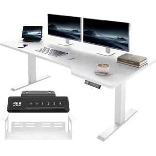 JUMMICO Gaming-Tisch Höhenverstellbar Weiß