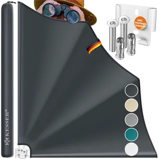 KESSER® Balkonfächer klappbar mit Wandhalterung | 140x140cm | Sichtschutz Balkon Windschutz | Balkonsichtschutz | Seitenmarkise | witterungsbeständig | inkl. Montagematerial | - Grau