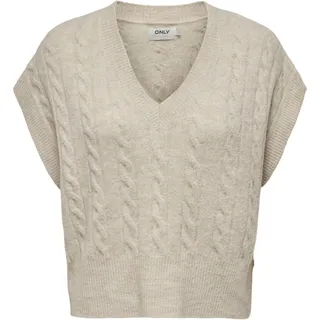 ONLY Damen Pullunder Strickpullunder ONLMELODY XS S M L XL Beige Braun V-Neck, Größe:XL, Farbe:Oatmeal Melange 15249328