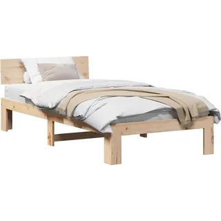 vidaXL Bettrahmen mit Kopfteil Natur 80 x 200 cm Massives Kiefernholz - Braun