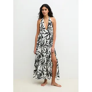 Neckholderkleid MARC O'POLO, Damen, Gr. M (40), N-Gr, weißer print, Obermaterial: 100% Viskose, lang, Neckholder, Kleider Neckholderkleid, mit Allover-Print