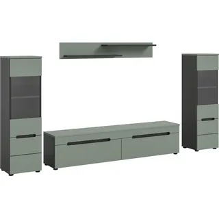 Home Affaire Wohnwand »REHAT, TOPSELLER, 4-teilig, wahlweise stehend und hängend montierbar« Set, bestehend aus: 2x Vitrine, Lowboard und Wandboard, 3 Stk. tlg.