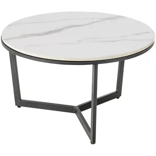 Mid.you Couchtisch , Schwarz, Weiß , Metall, Keramik , 38 cm , Wohnzimmer, Wohnzimmertische, Couchtische, Couchtische Keramik