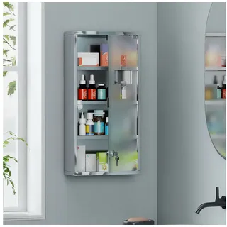 Homcom Medizinschrank Arzneischrank mit Schloss Edelstahl 30 x 12 x 60 cm