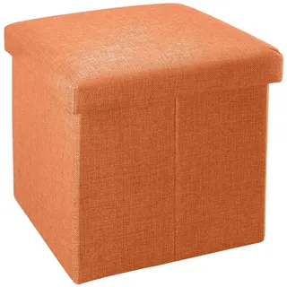 Intirilife Faltbarer Sitzhocker 30 x 30 x 30 cm Leinen MANDARINEN ORANGE