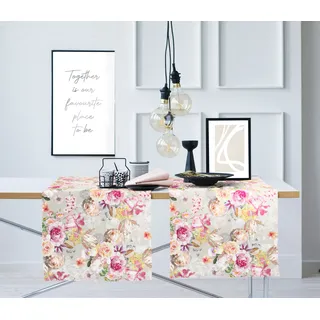 Tischläufer APELT "5451", rosa (rosé), B:140cm L:48cm, Baumwolle, Polyester, Tischdecken, Tischläufer