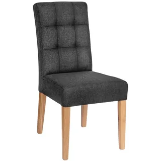 Carryhome Stuhl , Anthrazit , Holz, Textil , Eiche , massiv , konisch , 48x95x61 cm , Esszimmer, Stühle, Esszimmerstühle