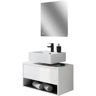 PLACES OF STYLE Badmöbel-Set »Studio Line, Bad im modernen Design, 2-teiliges Badezimmer« 2 Stk. tlg., weiß