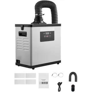 Vevor Lötrauchabsaugung, Schweißrauchabsauger mit 3-in-1-Filter, Saugleistung von 510 m3/h, 10 Geschwindigkeitsstufen, Ferngesteuerter Bürstenloser Motor, Geeignet für Lasergravur & 3D-Druck