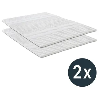 sleezzze 2,5 cm Komfortschaumtopper 90 x 200 cm mit Wellensteppung und Eckgummis, Doppelpack (2 Stück)