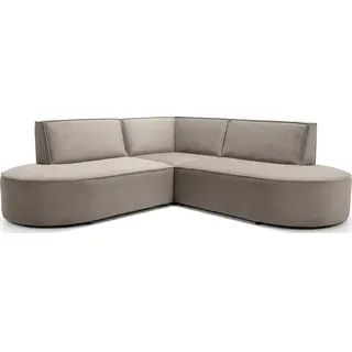 WFL GROUP Ecksofa Nora L-Form 3-Sitzer Universell, Samt, Taupe 223/73/223 cm