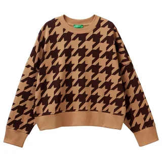 United Colors of Benetton Damen Trikot G/C M/L 3vhsd104o Sweatshirt, Pied De Poule Braun und Beige 67f, XS