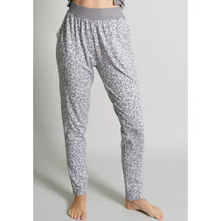 Loungehose TOM TAILOR "Victoria", Damen, Gr. 36 (S), N-Gr, grau (grau, mittel, allover), Single Jersey, Obermaterial: 95% Viskose, 5% Elasthan, gemustert, gerade, unten schmal lang, Hosen Loungehose, mit Print, locker, breiter Bund, bequem, atmungsaktiv, Viskosemix