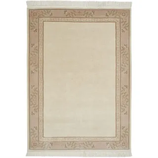 Luxor -LUXOR- living Teppich Gala handgeknüpfter Premium Teppich aus 100% Wolle - hochwertiger nachhaltiger Knüpfteppich 70 x 140 cm Creme