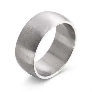 meditoys Bandring aus Edelstahl, 10 mm breiter Fingerring, Silber matt gebürstet, Edelstahlring für Damen & Herren, Größe: 60 (19.1), robust und kratzfest