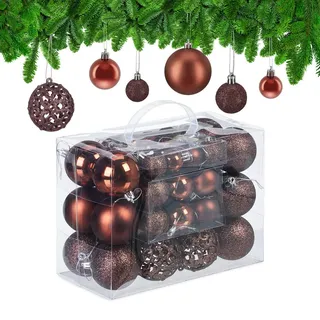 Relaxdays Relaxdays, Christbaumschmuck, 50-tlg. Weihnachtskugeln-Set (50 -teilig)