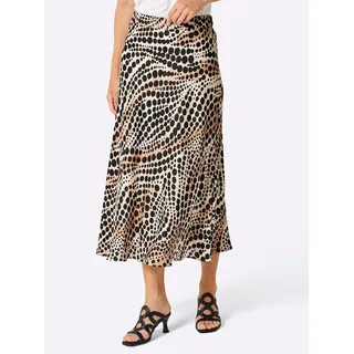 Schlupfrock CREATION L PREMIUM, Damen, Gr. 46, elfenbein, schwarz, bedruckt, 70% Viskose, 30% Seide, bedruckt, geblümt, gemustert, mehrfarbig, wadenlang, Röcke Schlupfrock