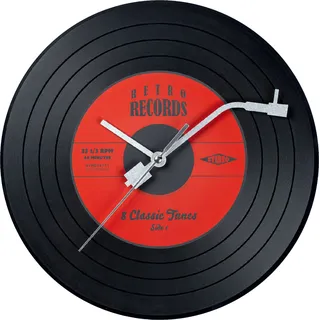 Miraval Schallplattenuhr Wanduhr 30 cm geräuscharm - Schwarz
