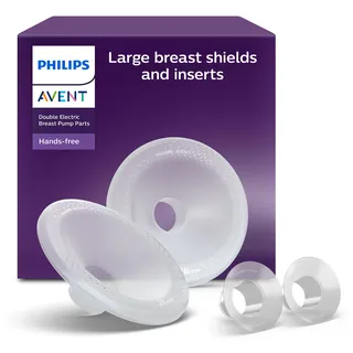 Philips AVENT freihändige Brusthauben (28 mm) und Einsätze (26 mm) für elektrische Milchpumpen und einzigartige SkinSense Brusthauben, kompatibel mit den freihändigen Auffangbechern, SCF552/11