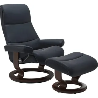 Stressless Fußhocker "View" mit Classic Base,Gestell Braun, shadow blau paloma