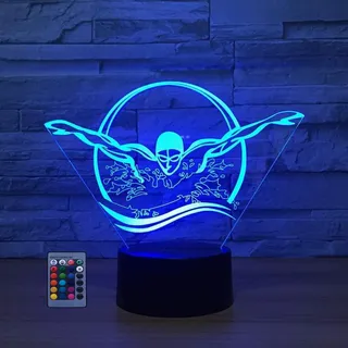 HPBN8 Ltd 3D Schwimmen Lampe USB-Strom Fernbedienung 7/16 Farben Optische Täuschung 3D LED Lampe Formen Kinder Schlafzimmer Nachtlicht Geburtstag Weihnachten Geschenke