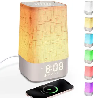 MILFECH Tageslichtwecker mit 30 Naturgeräuschen, Lichtwecker Sonnenaufgang Wecker Digital Wake Up Light mit Ladefunktion Lichtwecker Einschlafshilfe und RGB, Dimmbares Nachtlicht, Timer