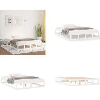 vidaXL Massivholzbett Weiß 120x200 cm - Bettrahmen - Bettgestell - Bett - Holzbettrahmen - Weiß