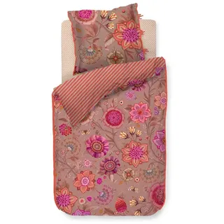 Pip Studio Bettwäsche Viva La Vida Pink Perkal Blüten Schmetterlinge Früchte Beeren Blätter, Größe:135 cm x 200 cm