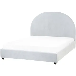 Beliani Polsterbett Hellblau Chenille Stoff Gepolstert 140 x 200 cm Lattenrost Hohes Kopfteil Klassisch Minimalistisch Schlafzimmer, - Blau