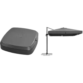 Schneider Schirmständer für Ampelschirme (fahrbar), 319-15, anthrazit, 30.9 kg & Sonnenschirm Rhodos, anthrazit, 300 x 300 cm quadratisch, 782-15, Gestell Alu/Stahl, Bespannung Polyester, 24 kg