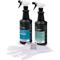 Errecom Kit für Reinigung der Klimaanlagen, enthält 1L Clima-Net für Innengerät und Filter, 1L Bio-Alkaline alkalischen Reiniger mit biologisch abbaubaren Tenisiden für Außengerät, Handschuhe