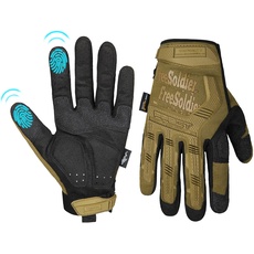 FREE SOLDIER Outdoor Handschuhe Vollfinger Taktische Handschuhe Herren Motorradhandschuhe mit gepolstertem für Fahrrad Airsoft Militär Paintball und andere Outdoor Aktivitäten(Braun, S)