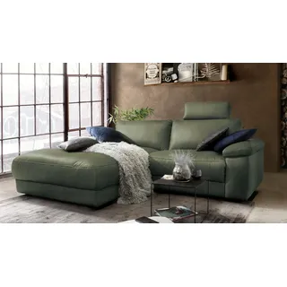 Ecksofa Lola Leder Recamiere links moosgrün