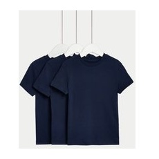 M&S Collection Lot de 3t-shirts unis 100% coton (du 2 au 8ans) - Navy, Navy - 6-7 Y