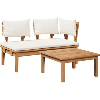 vidaXL Gartenbank und Tischset 2 pcs Creme und Braun Massivholz Teak - Creme