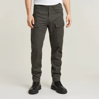 Cargohose G-STAR "Rovic Cargo regular tapered", Herren, Gr. 31, Länge 34, grau (raven), Web, Obermaterial: 99% Baumwolle, 1% Elasthan, gerade, unten schmal lang, Hosen Cargohose
