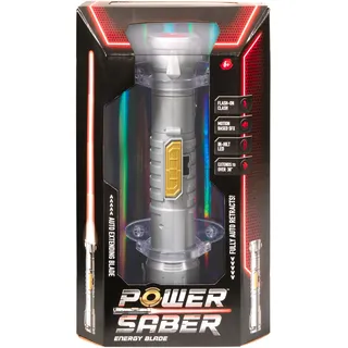 Goliath POWER SABER Rot - Laserschwert für Kinder ab 6 Jahren, Automatisch ausziehbar und einziehbar, Realistisches Laserspielzeug, Intergalaktischer Kampf, 30cm/ ausgezogen 90cm, Box Fenster