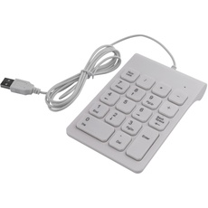 Wanjorlay Mini-USB, kabelgebunden, Nummernblock, 18 Tasten, Nummerntastatur, für Rechnung, Teller, Laptop, Windows Android, Notebook, Tablets, PC (weiß)