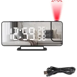 INF Projektoruhr LED-Wecker mit Temperaturanzeige Spiegel/schwarz