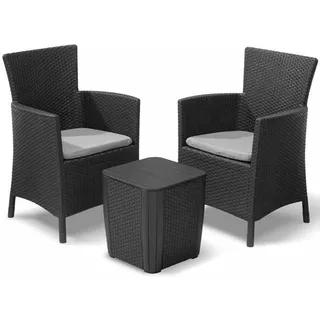 3 teiliges Balkonset IOWA Graphit Gefrecht - Optik Garten Terrassen Möbel Rattan