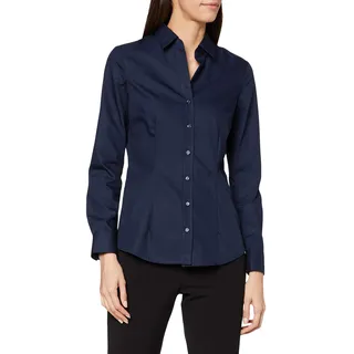 Seidensticker Damen Women Slim Longsleeve Cotton Bluse, Dunkelblau, 38 EU