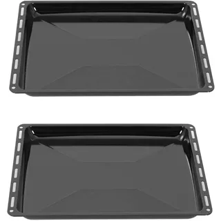 ICQN Backblech Set 455 × 375 × 30 mm, Kompatibel mit Bosch, Siemens, Constructa & Neff, Emaillierte Backbleche für Backofen & Herd